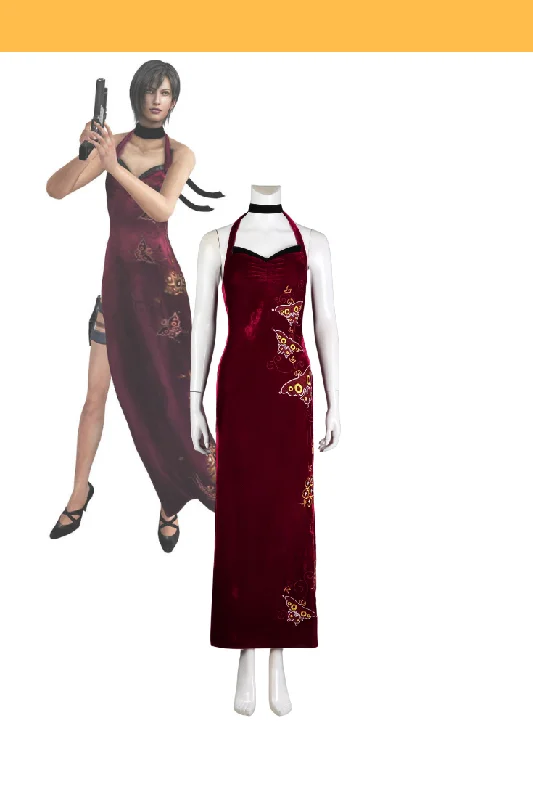 women cosplay costumes for international - consAda Wong Velvet Qipao Dress Resident Evil 4 Remake Cosplay Costume