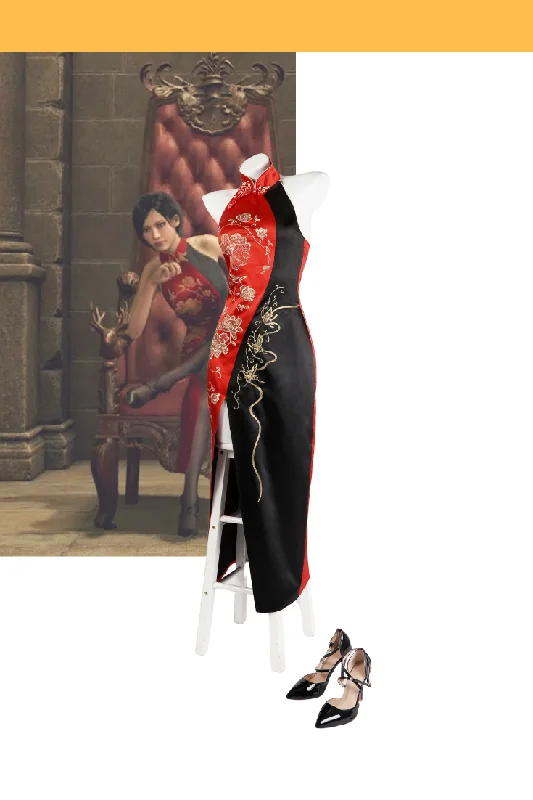 women villain group cosplay costumesAda Wong Bicolor Qipao Dress Resident Evil 4 Remake Cosplay Costume