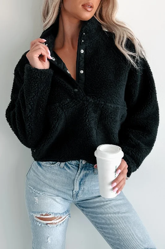 Long - Sleeve Women's Ribbed Crop Top in Beige for a Stylish and Cozy Fall OutfitMy Cozy Life Sherpa Teddy Pullover (Black)