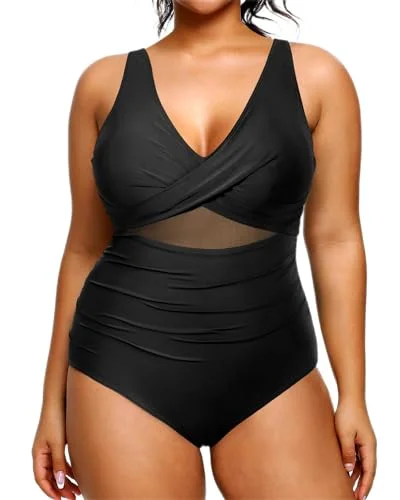 Plus Size Women's Animal Print One - Pieces in Leopard for a Bold and Trendy StatementPlus Size Twist Front Tummy Control Ruched One Piece Swimsuit