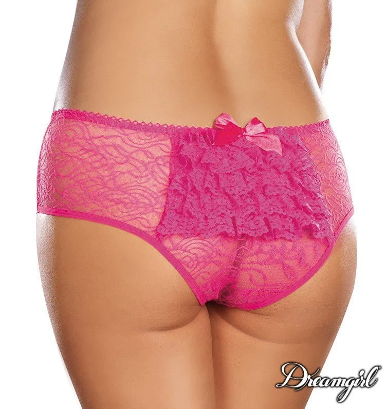 hipster panties for women with a modern styleStretch Lace Open Crotch Panty - Pink