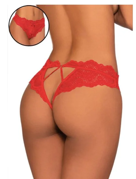 lace push - up panties for women with a more alluring lookLace Tanga Panty Red