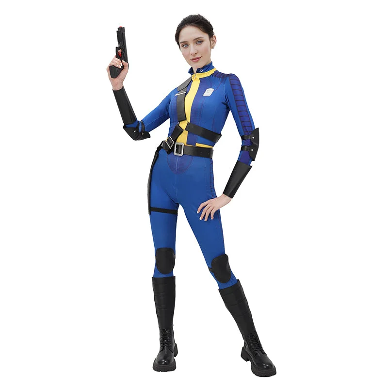 women custom - made cosplay costumesWomen Lucy 33 Dweller Cosplay Bodysuit Costume Jumpsuit Blue Outfit for Halloween