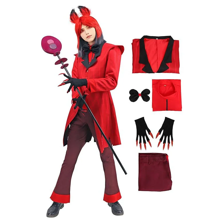 women hero cosplay costumes for consRed Cosplay Costume Jacket Outfits with Tie and Glove for Halloween Parties