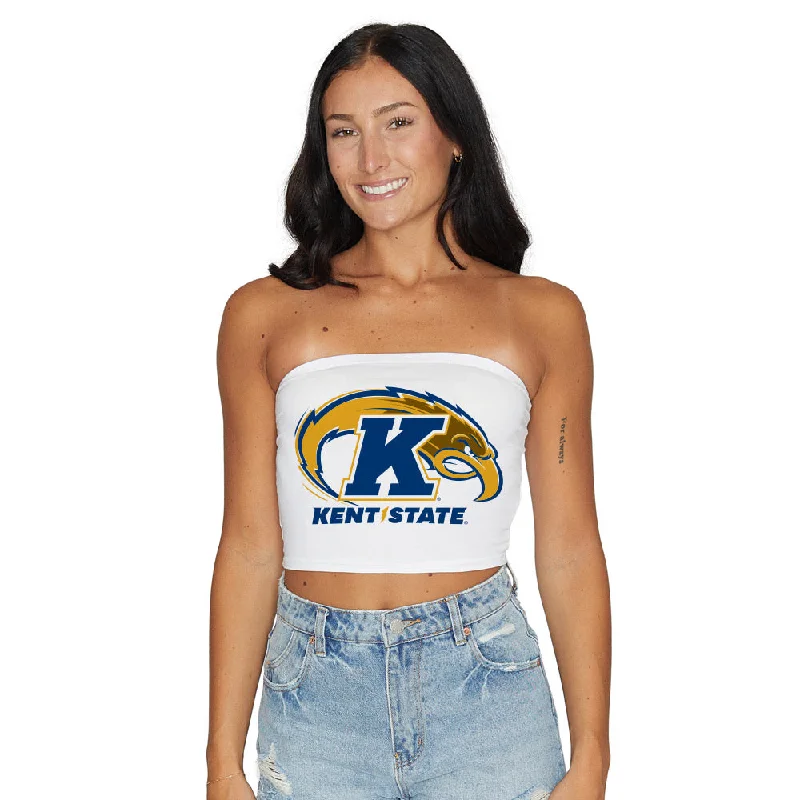 drawstring women tube top for a adjustable and casual styleKent State White Tube Top