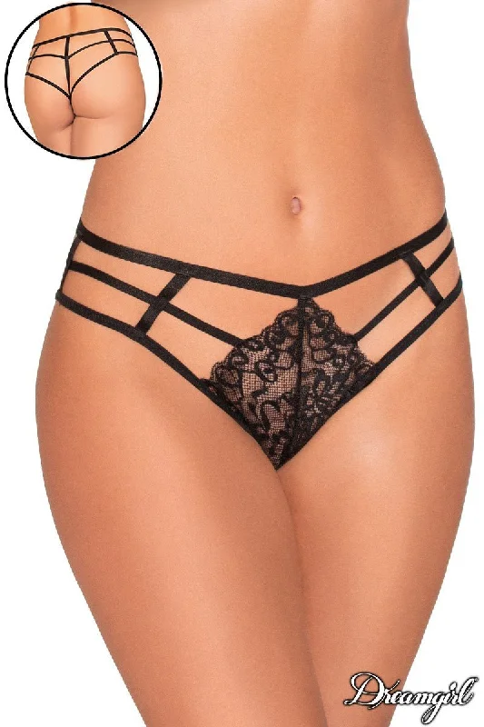 satin panties for women with a luxurious feelStrappy Cheeky Panty with Lace Black