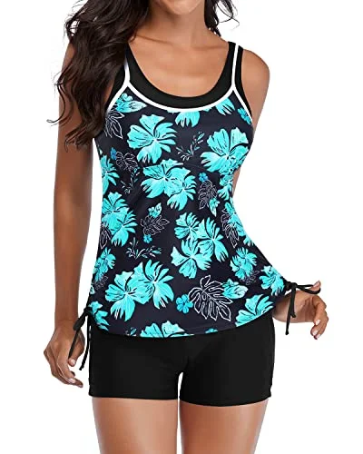 Women's High - Neck Swim Tops in Navy with Zipper for a Sleek and Sporty LookStylish Two Piece Swimwear Slimming Athletic Tankini Swimsuits for Women