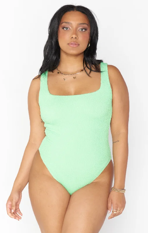 Plus Size Women's Animal Print One - Pieces in Leopard for a Bold and Trendy StatementThe Scrunch One Piece ~ Green Melon