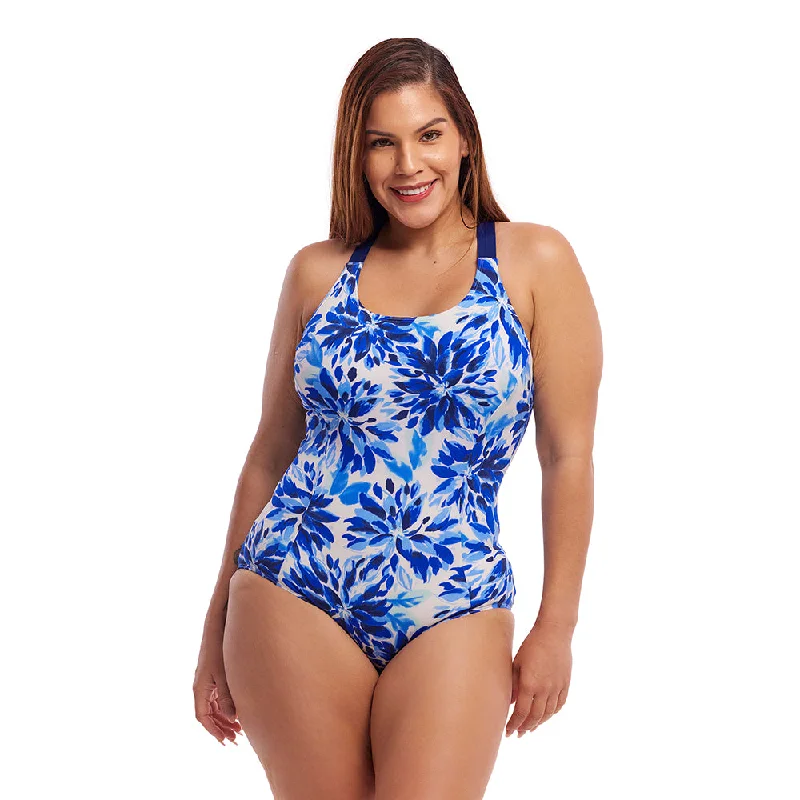 Women's Sleeveless Backless One - Pieces in Black with Cut - Out Details for a Sexy Beach LookFunkita Blossom Blue Ladies Form One Piece Brace Me Back