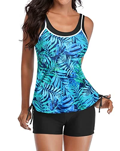 Women's High - Neck Swim Tops in Navy with Zipper for a Sleek and Sporty LookSlimming Athletic Tankini Swimsuits Women's Two Piece Bathing Suits Swimwear