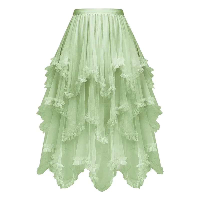 women custom - made cosplay costumesWomen Fairy Dress Tiered Tulle Skirt Ruffle Elastic Waist Midi Skirt Tutu Mesh Fairy Costume