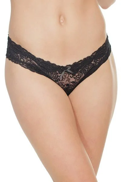 bikini panties for women with a sexy stylePlus Size Lace Crotchless Panty Black