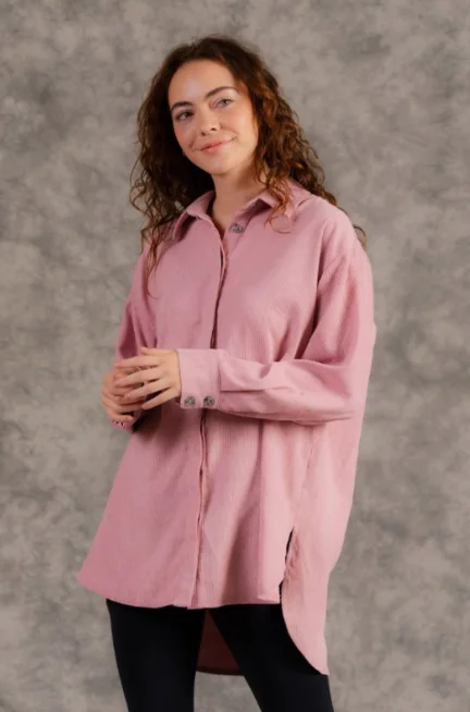 Lightweight Women Long Sleeve Top for Spring and AutumnFrom Here On Out Oversized Corduroy Long Sleeve Top (Blush)