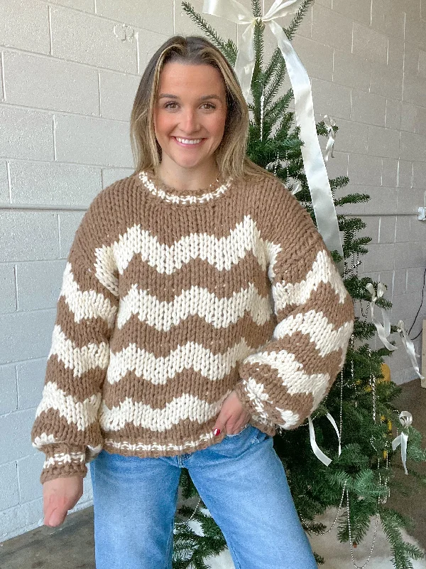 Ribbed Women Long Sleeve Top with a Textured AppealSeasons Greetings Chunky Knit Sweater