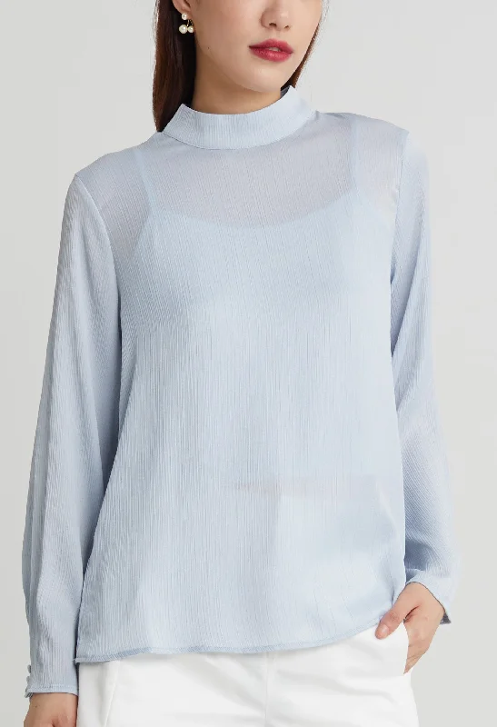 Wrap - Style Women Long Sleeve Top for a Versatile FitDouble Lining Mock Neck Top