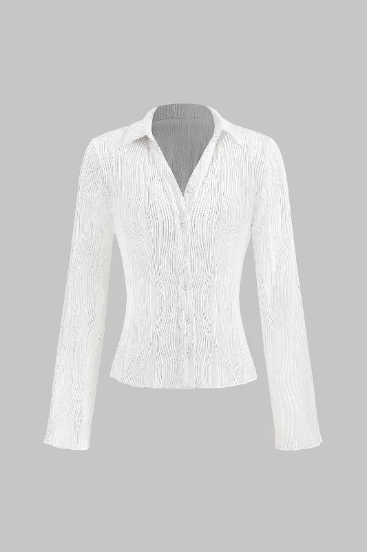 Wrap - Style Women Long Sleeve Top for a Versatile FitTextured Button Long-Sleeve Shirt