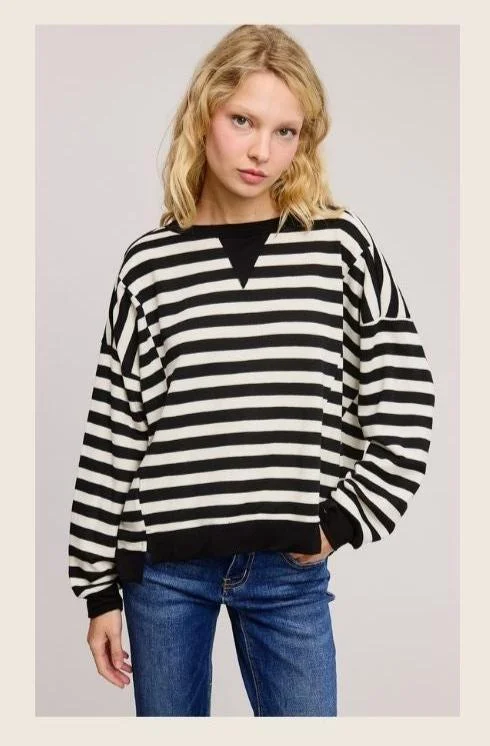 Lace - Trimmed Women Long Sleeve Top for an Elegant LookGeorgia Striped Top