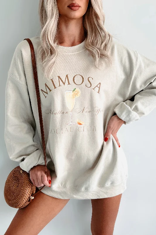 Pocket - Equipped Women Long Sleeve Top for Added FunctionalityMimosa Mood Graphic Sweatshirt (Sand)