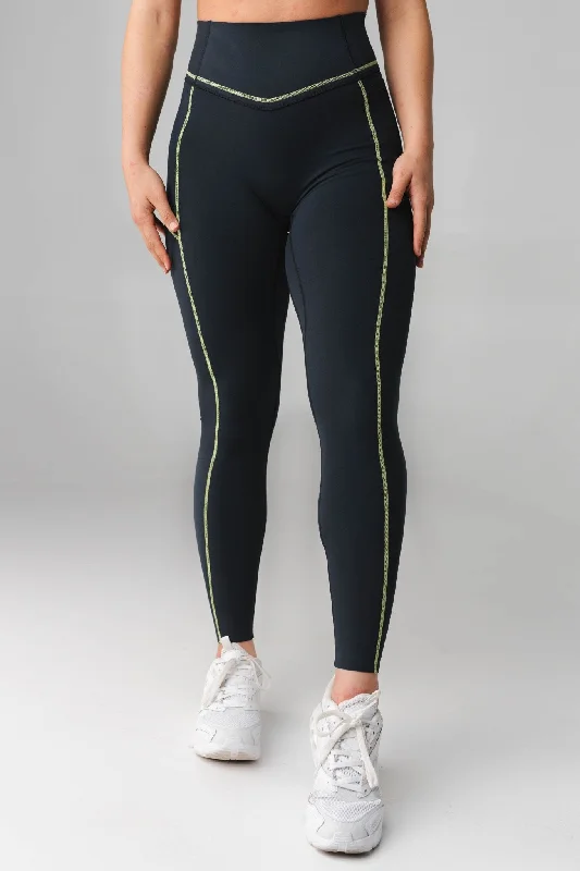 Women's High - Waisted Tight Trousers with Side Slits in Beige for a Trendy LookVitality Activate Pant - Midnight Lime Contrast