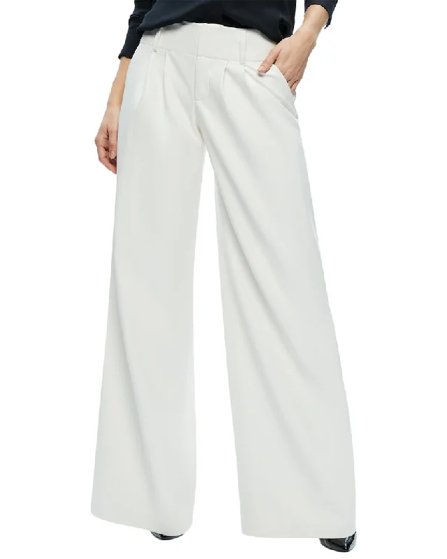 Women's High - Waisted Tight Trousers with Side Slits in Beige for a Trendy Lookalice + olivia Anders Low-Rise Double Pleat Pant