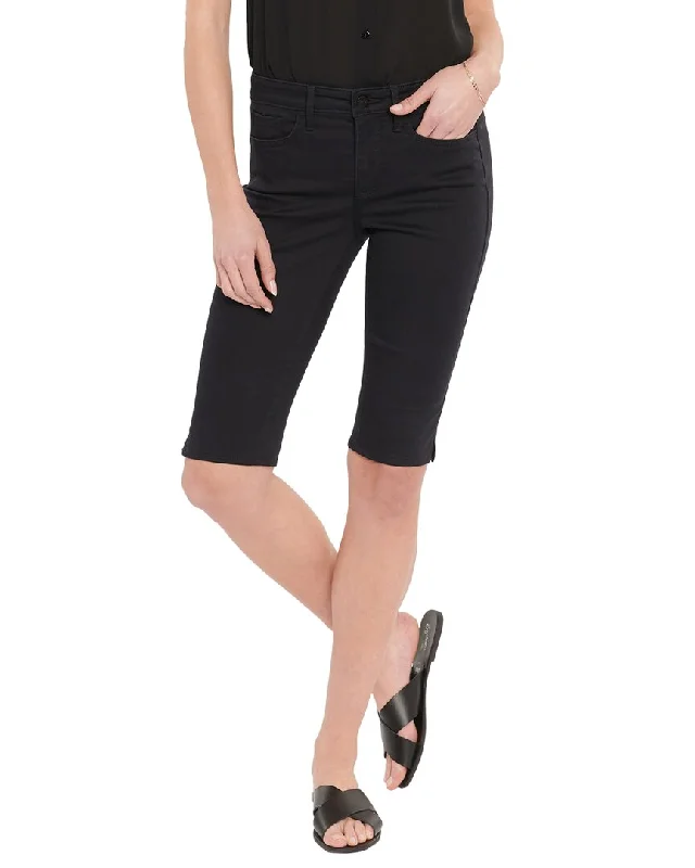 Women's Faux Leather Tight Trousers with Studded Details in Brown for an Edgy StyleNYDJ Petite Bike Black Capri Jean