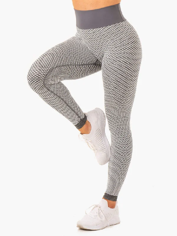 Women's Tight Trousers with Rhinestone Embellishments in Silver for a Sparkly LookRyderwear | Honeycomb Scrunch Seamless Leggings - Grey Marl