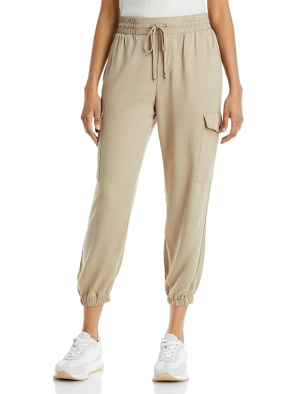 Women's Tight Trousers with Drawstring Waist in Khaki for a Relaxed and Adjustable FitWomens Cargo Drawstring Jogger Pants