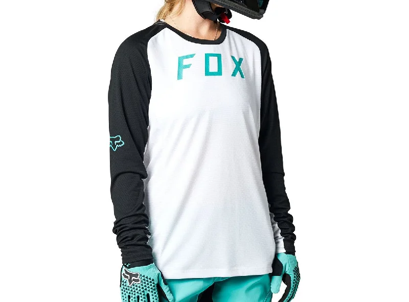 Fox Racing Defend Long Sleeve MTB Jersey - Womens - White-Black