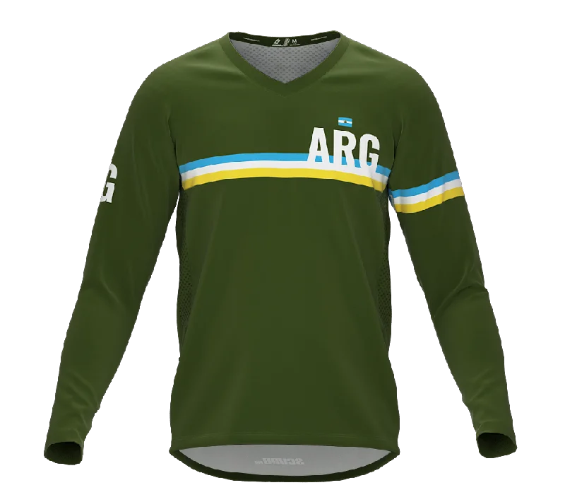 MTB BMX Cycling Jersey Long Sleeve Code Argentina Green for Men and Women