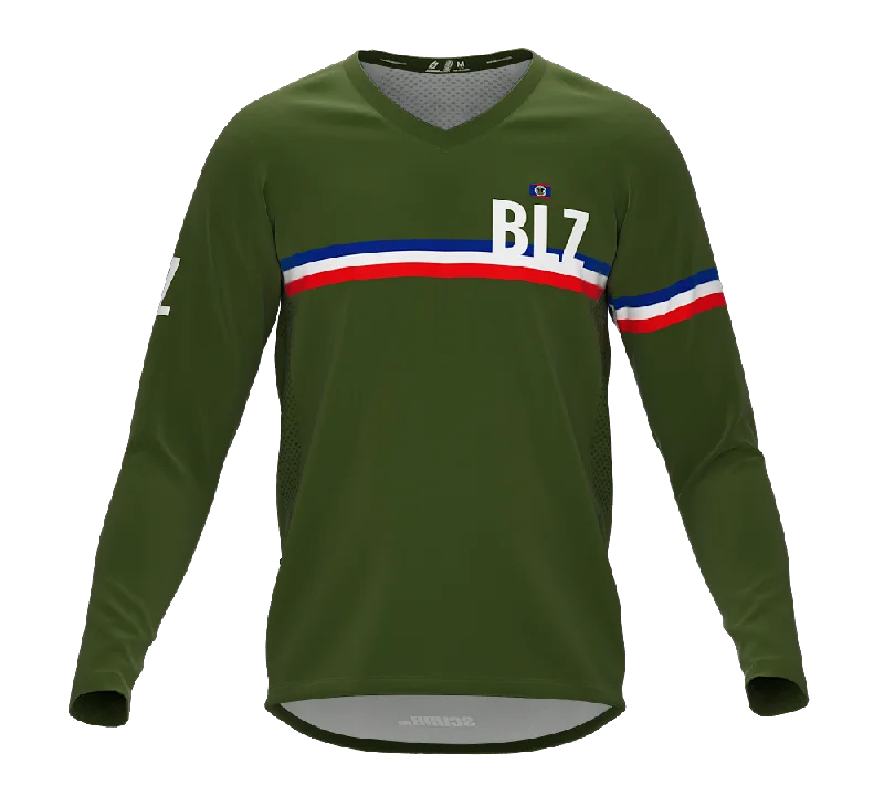 MTB BMX Cycling Jersey Long Sleeve Code Belize Green for Men and Women