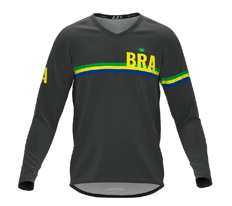 MTB BMX Cycling Jersey Long Sleeve Code Brazil Gray for Men and Women