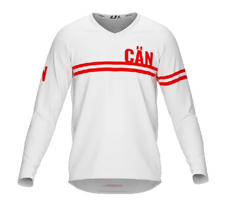 MTB BMX Cycling Jersey Long Sleeve Code Canada White for Men and Women