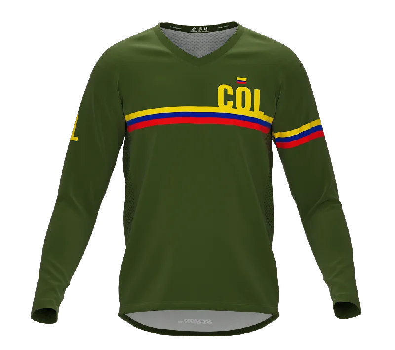 MTB BMX Cycling Jersey Long Sleeve Code Colombia Green for Men and Women