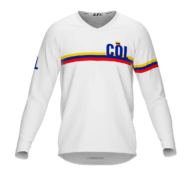 MTB BMX Cycling Jersey Long Sleeve Code Colombia White for Men and Women