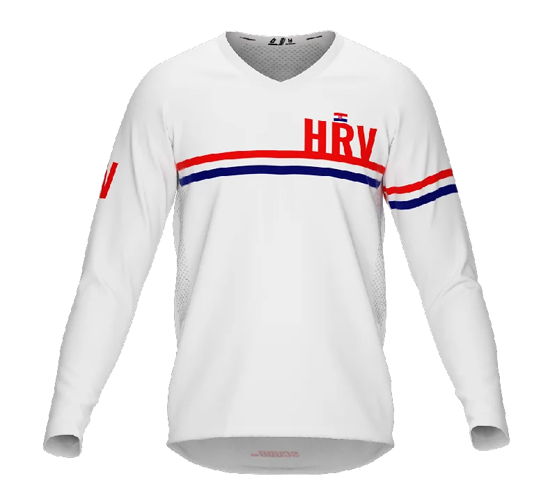 MTB BMX Cycling Jersey Long Sleeve Code Croatia White for Men and Women