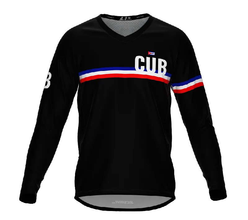 MTB BMX Cycling Jersey Long Sleeve Code Cuba Black for Men and Women