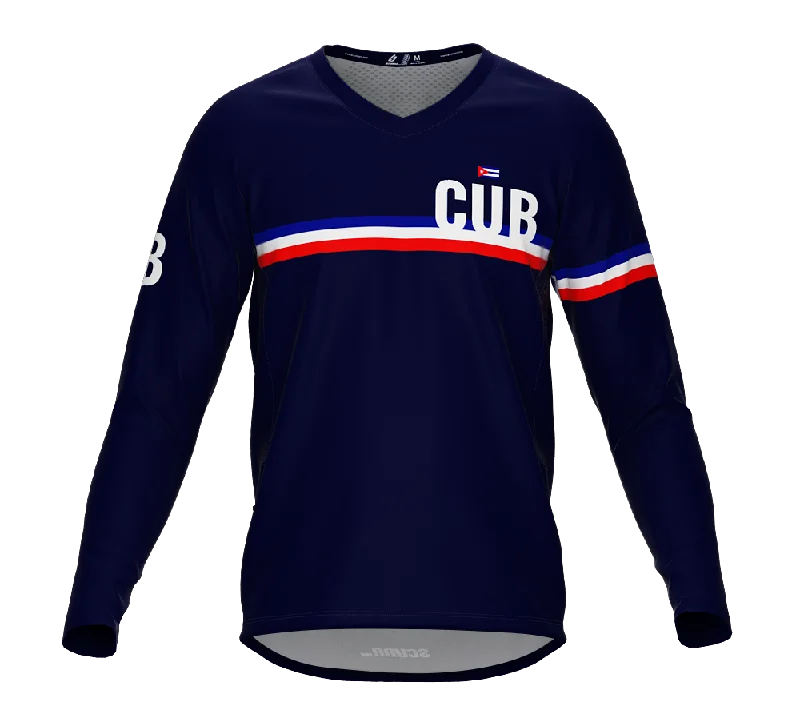 MTB BMX Cycling Jersey Long Sleeve Code Cuba Blue for Men and Women