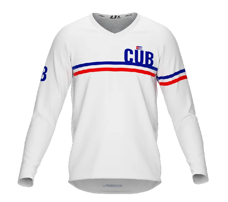 MTB BMX Cycling Jersey Long Sleeve Code Cuba White for Men and Women