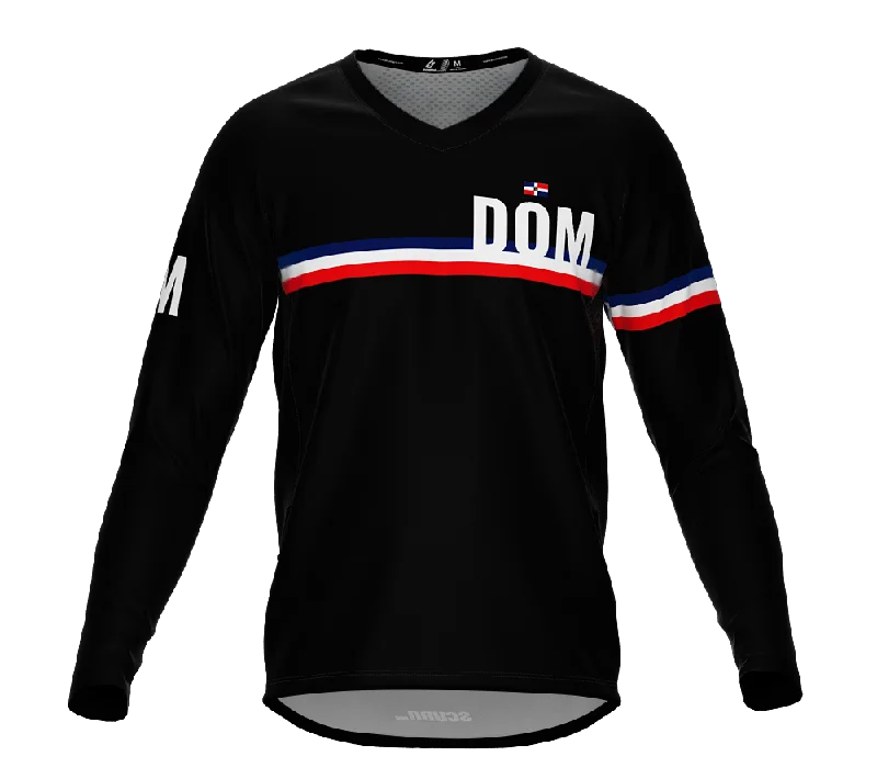 MTB BMX Cycling Jersey Long Sleeve Code Dominican Republic Black for Men and Women