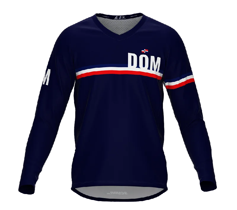 MTB BMX Cycling Jersey Long Sleeve Code Dominican Republic Blue for Men and Women