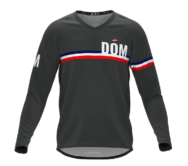 MTB BMX Cycling Jersey Long Sleeve Code Dominican Republic Gray for Men and Women