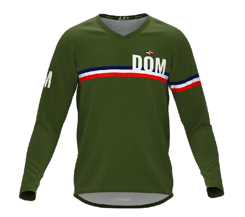 MTB BMX Cycling Jersey Long Sleeve Code Dominican Republic Green for Men and Women