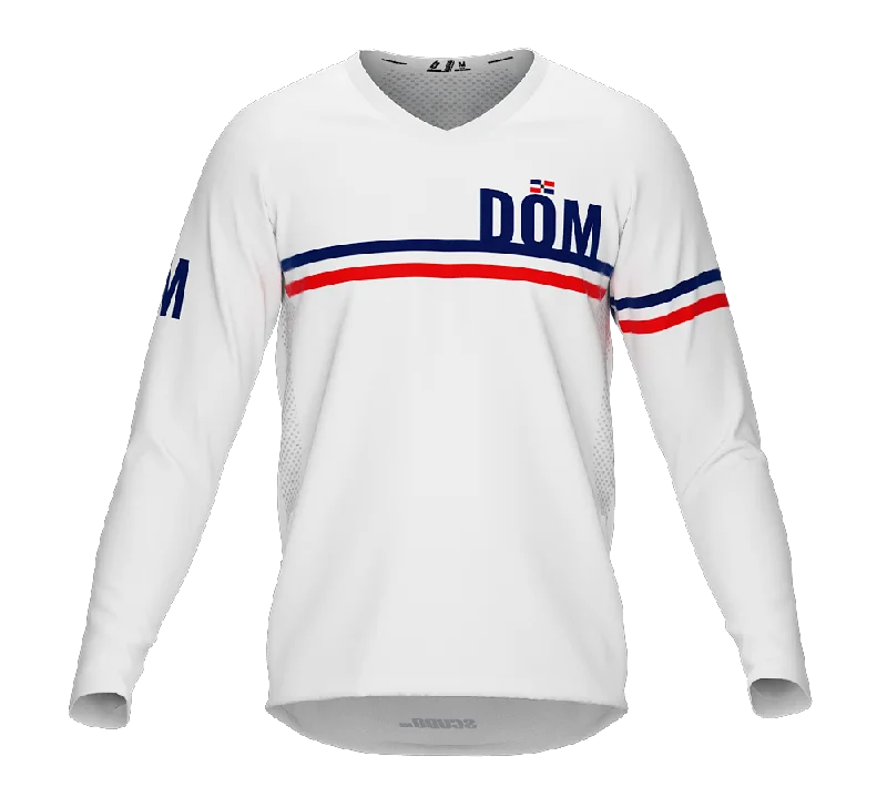 MTB BMX Cycling Jersey Long Sleeve Code Dominican Republic White for Men and Women