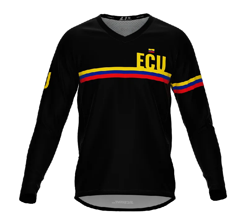 MTB BMX Cycling Jersey Long Sleeve Code Ecuador Black for Men and Women