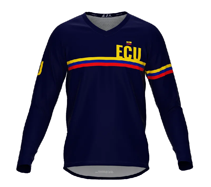 MTB BMX Cycling Jersey Long Sleeve Code Ecuador Blue for Men and Women