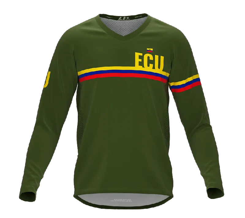 MTB BMX Cycling Jersey Long Sleeve Code Ecuador Green for Men and Women