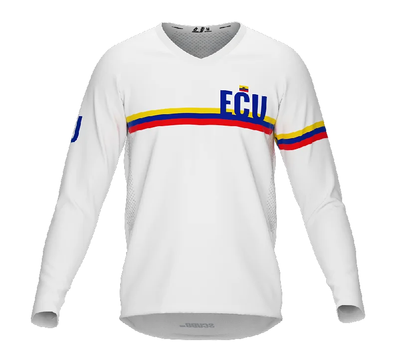 MTB BMX Cycling Jersey Long Sleeve Code Ecuador White for Men and Women