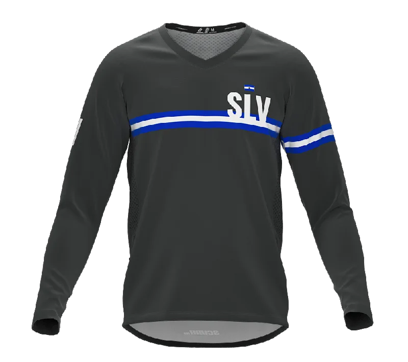 MTB BMX Cycling Jersey Long Sleeve Code El Salvador Gray for Men and Women