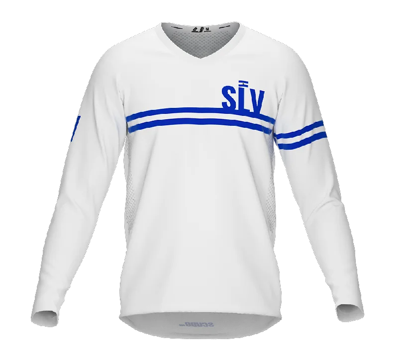 MTB BMX Cycling Jersey Long Sleeve Code El Salvador White for Men and Women