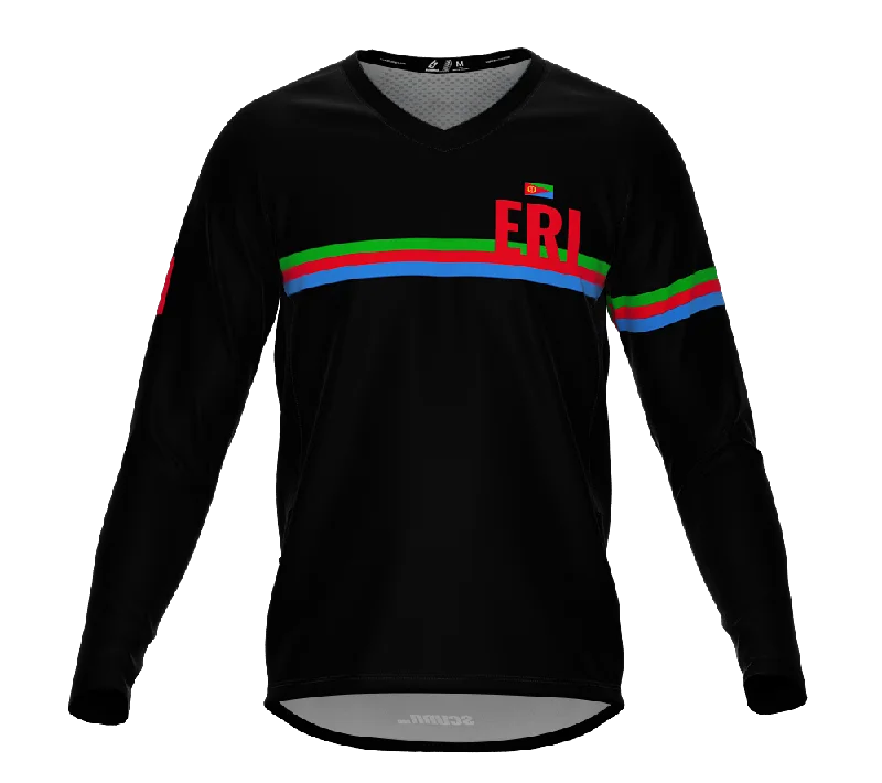 MTB BMX Cycling Jersey Long Sleeve Code Eritrea Black for Men and Women